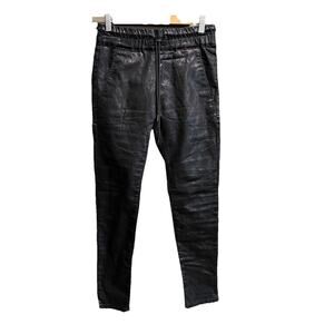 Bevy Flog Black Faux Python Leather Pull On Drawstring Women's Pants‎ Size 24